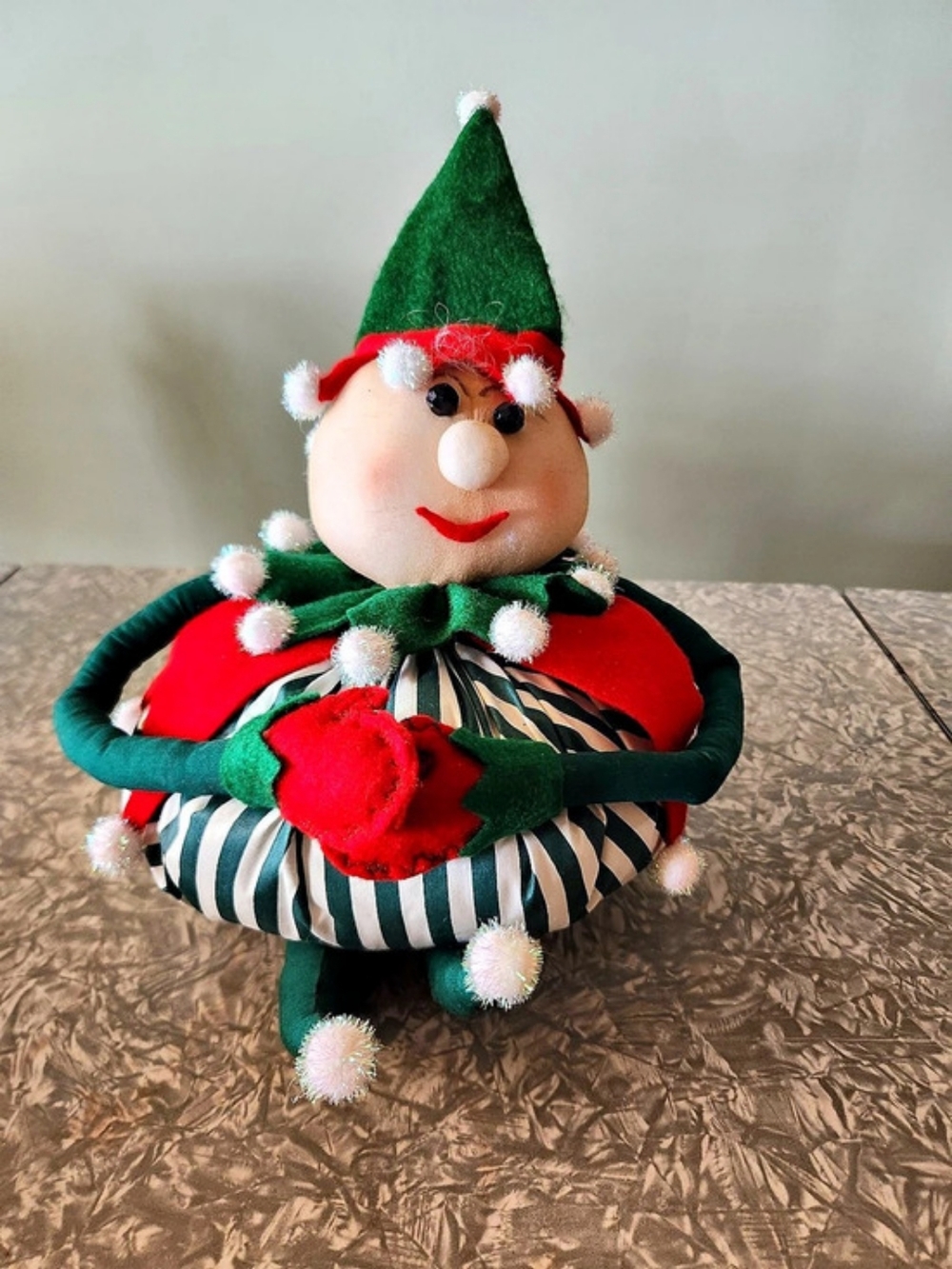 Handmade Vintage Christmas Elf Holiday Decor Green Red